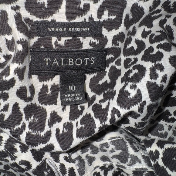 Talbots Black and White Animal Print Button Down Shirt - Picture 3 of 7